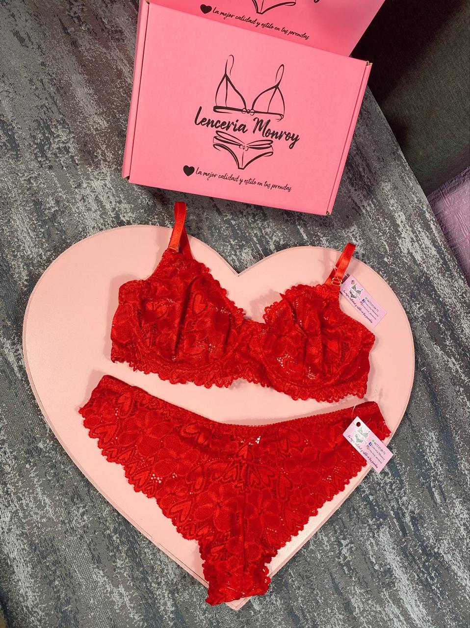 CONJUNTO ROJO ENCAJE