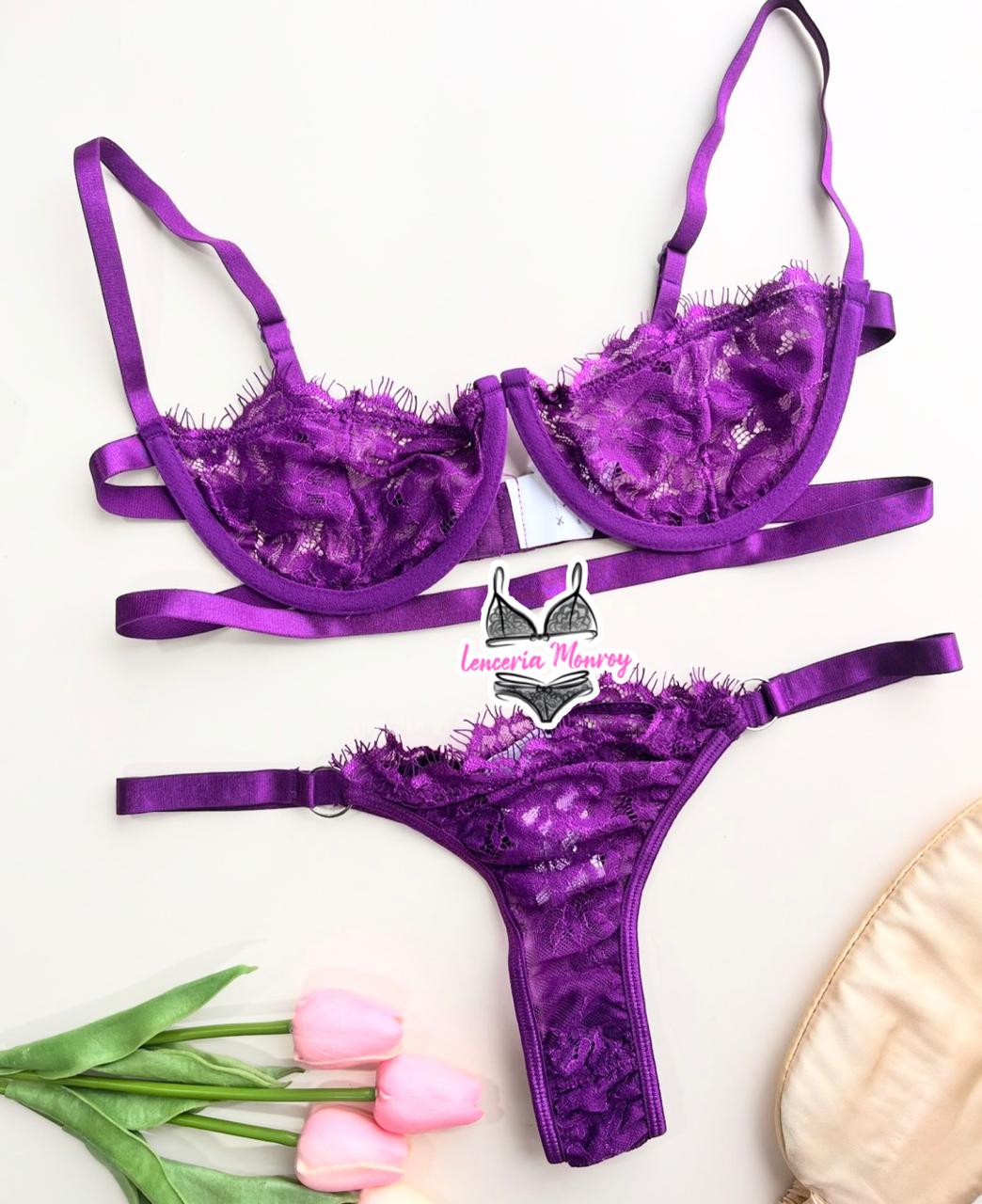 CONJUNTO MORADO ENCAJE