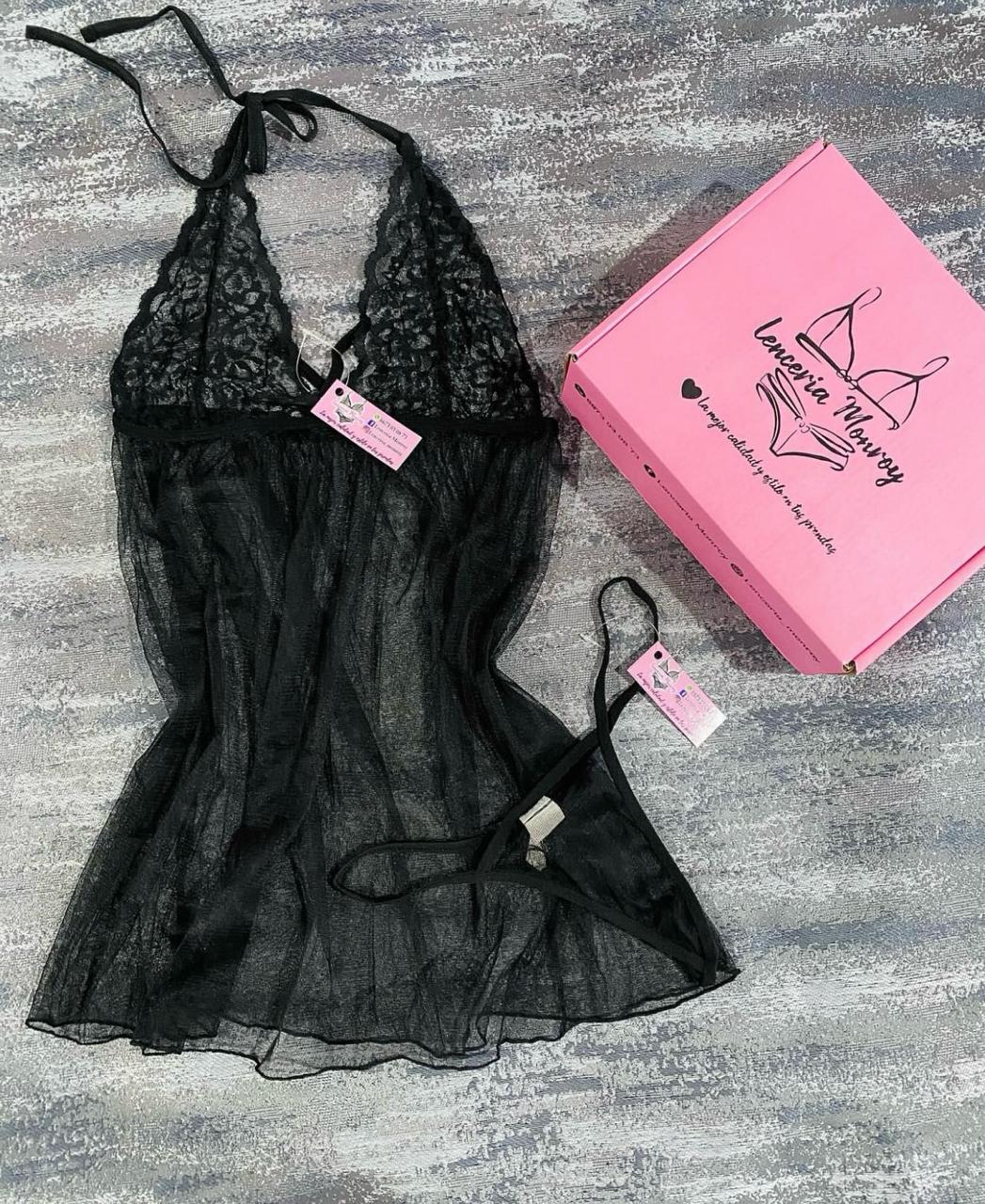 Babydoll negro transparente