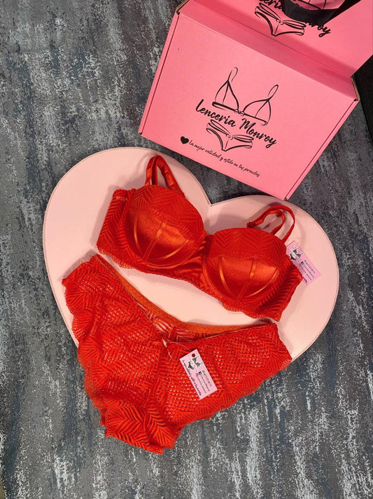 CONJUNTO ROJO ENCAJE