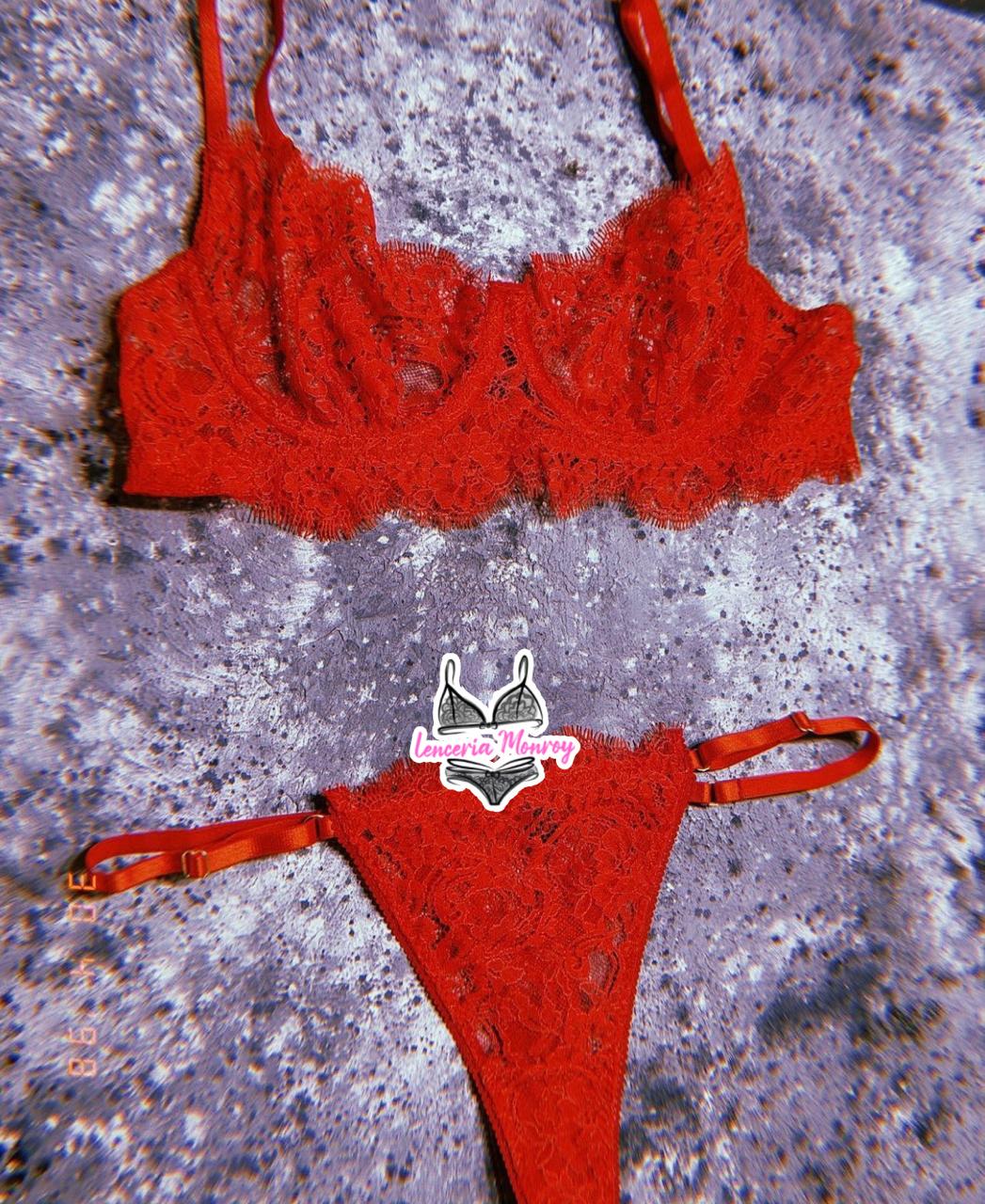 CONJUNTO ROJO ENCAJE